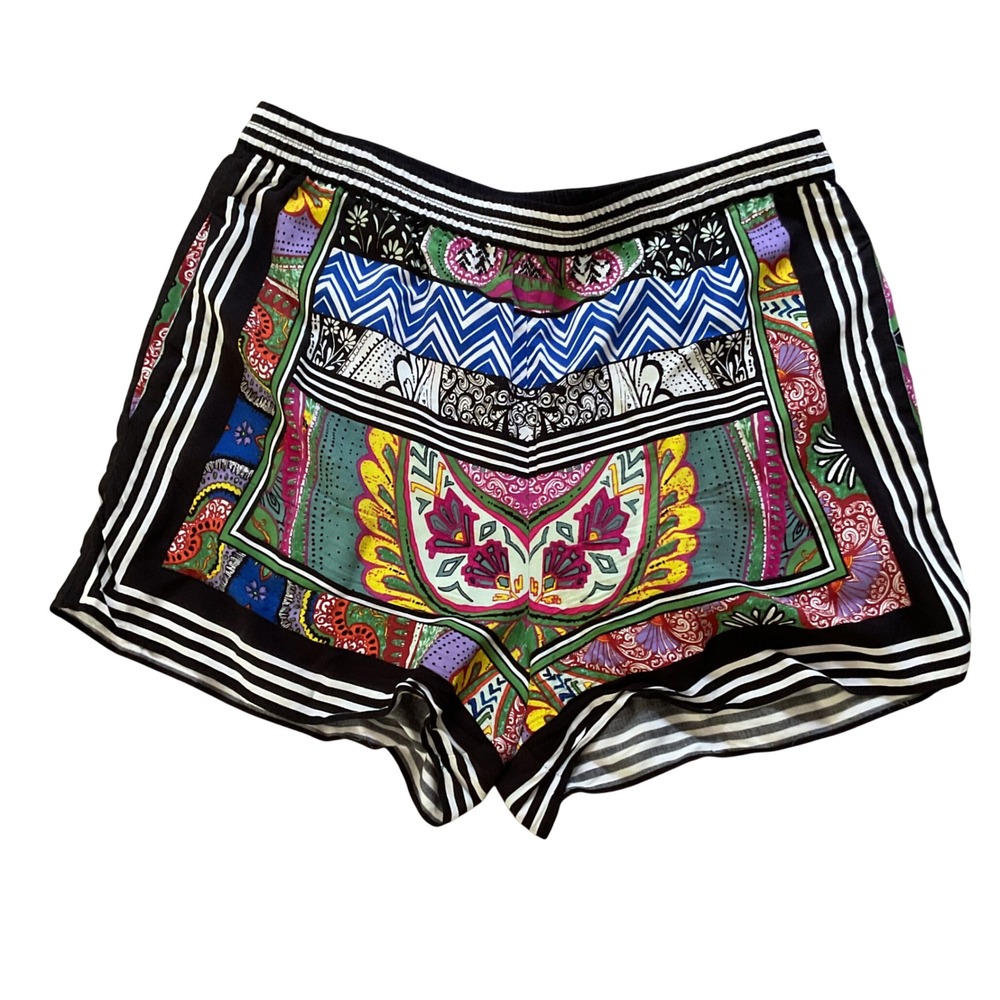 Anthropologie ett:twa Mixed Print Paisley Striped Shorts Multi-Color Medium